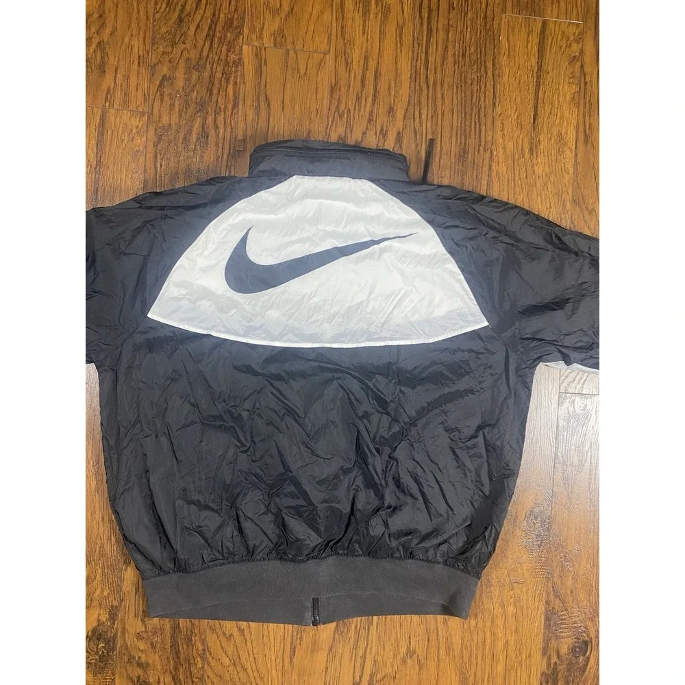 Nike Vtg 90s Y2K Panda Lrg Windrunner Windbreaker Jacket Black White Nylon Glanz